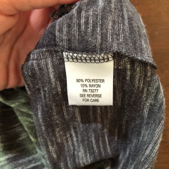 Simply Vera X-SMALL Low Drape Neck Faux Collar Heathered Raw Hem Blouse - Picture 8 of 8